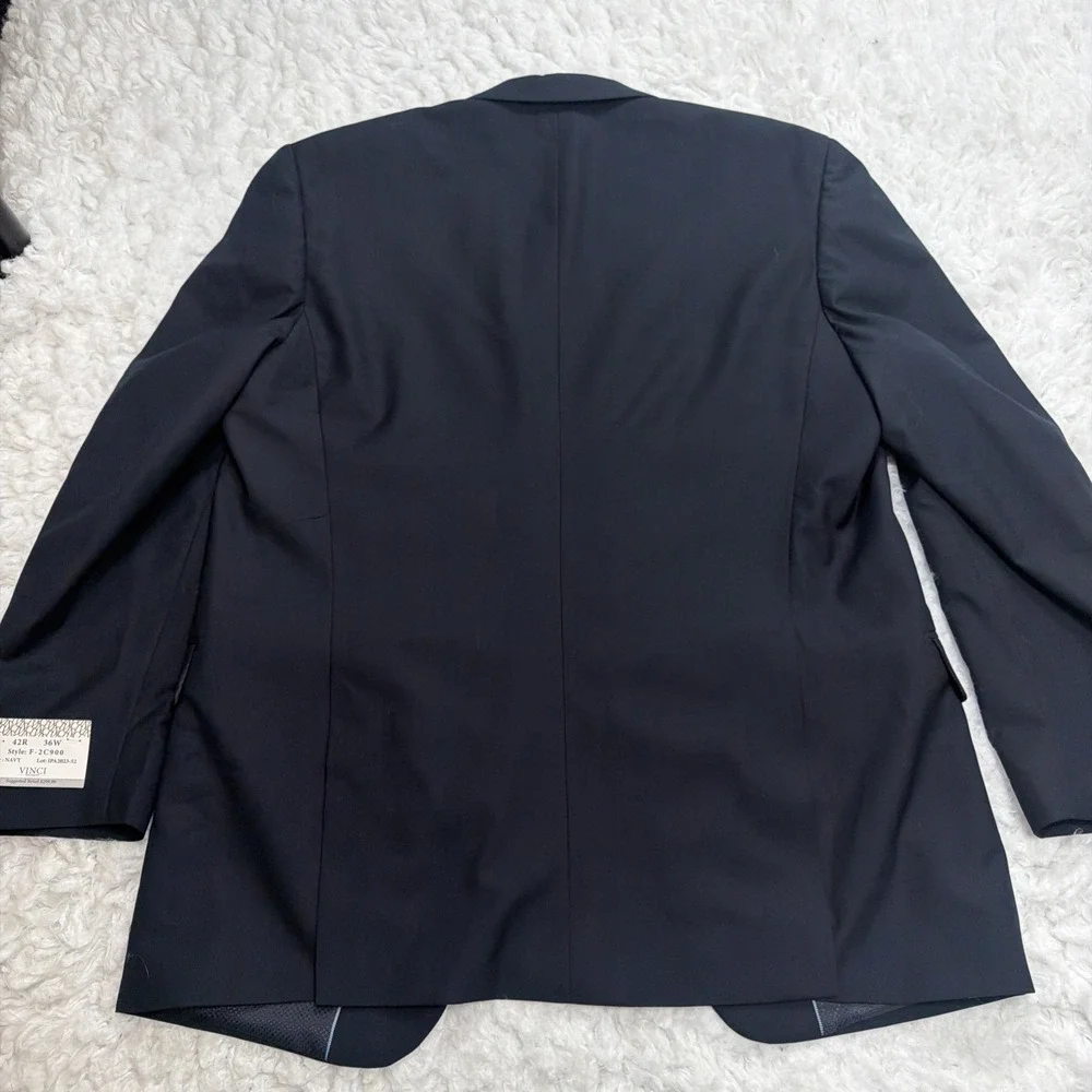 VINCI Sport Coat Blazer Mens 42R Navy Blue 2 Button Formal Wedding Office New!